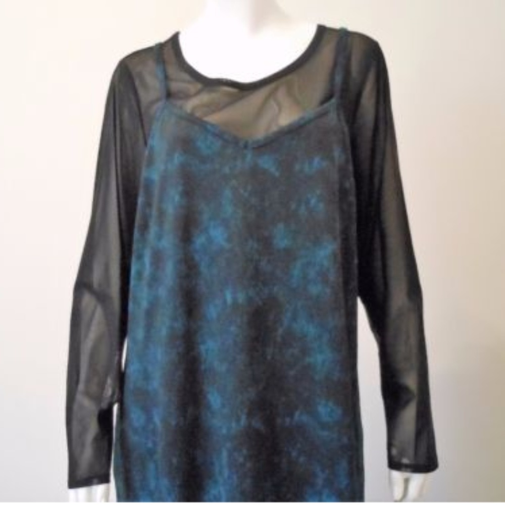 MBLM Maxi Slip Dress With Sexy Sheer Top - Picture 2 of 9
